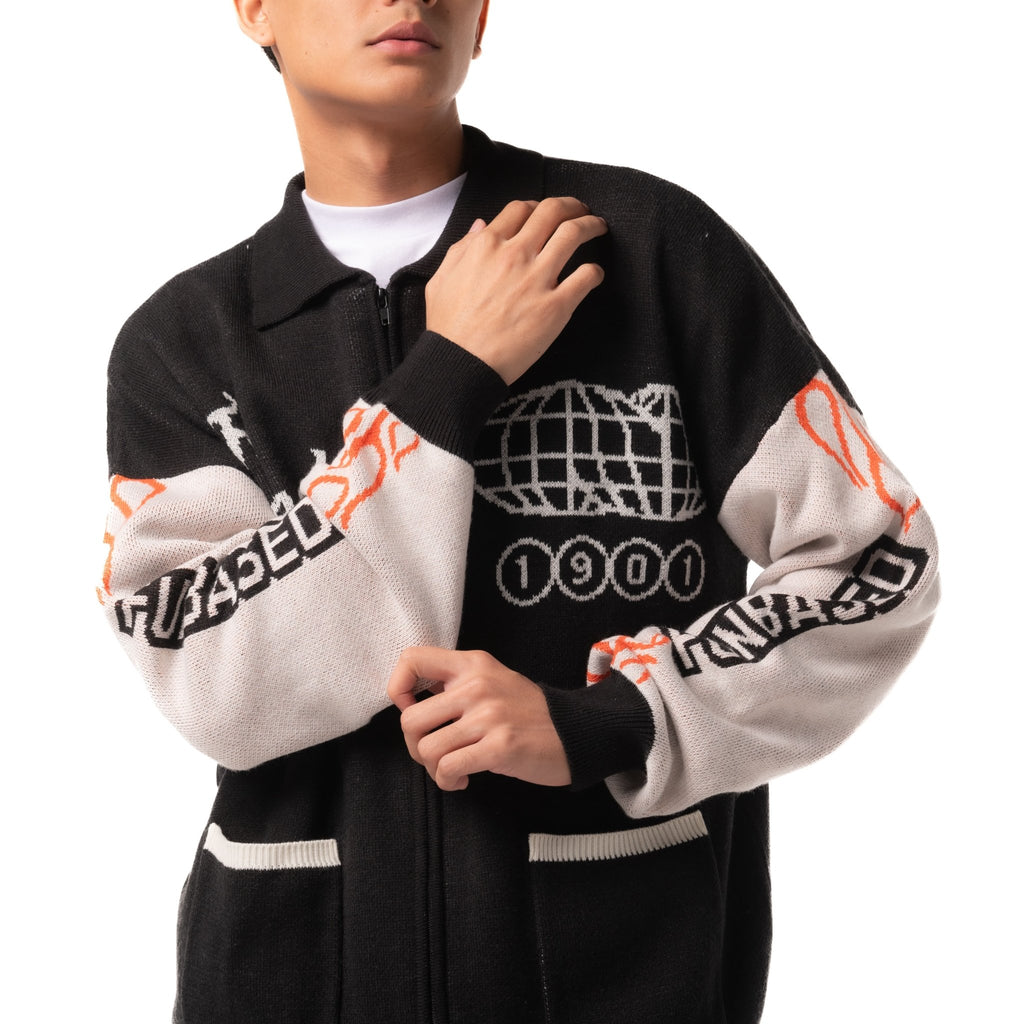 Cosmic Sweater Knit Zipper HANZER BLACK - Cosmic Clothes Official