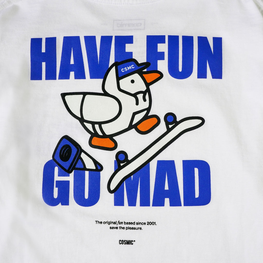 HAVE FUN GO MAD LONGSLEEVE WHITE KIDS - Cosmic Clothes Official